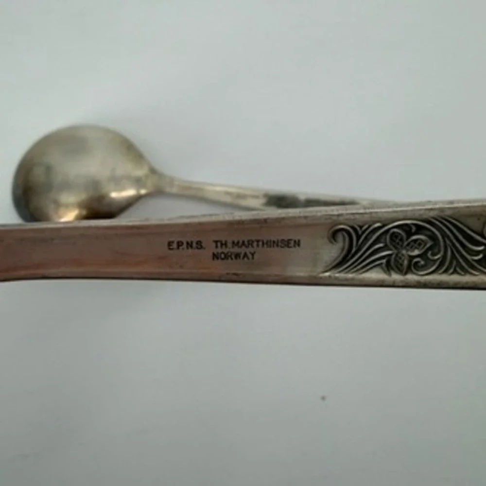TH Marthinsen Norway EPNS Silverplate Salad Serving Spoon and Fork Set 8.5in